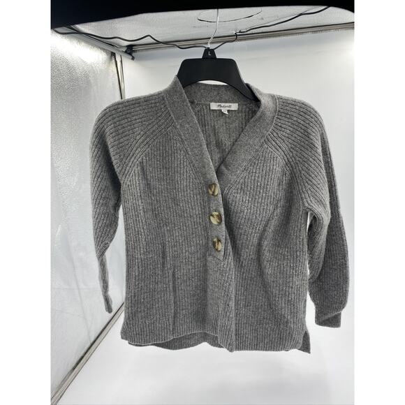 Madewell Sweaters - MADEWELL Ribbed Lyle Henley Sweater Gray Pullover Merino Wool ~ XXS